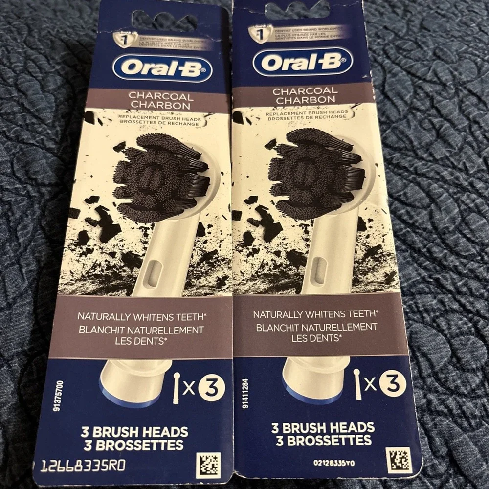 New Lot Of 2 Oral-B 3 Pks (6) Charcoal Replacement Tooth Brush Heads Whitening